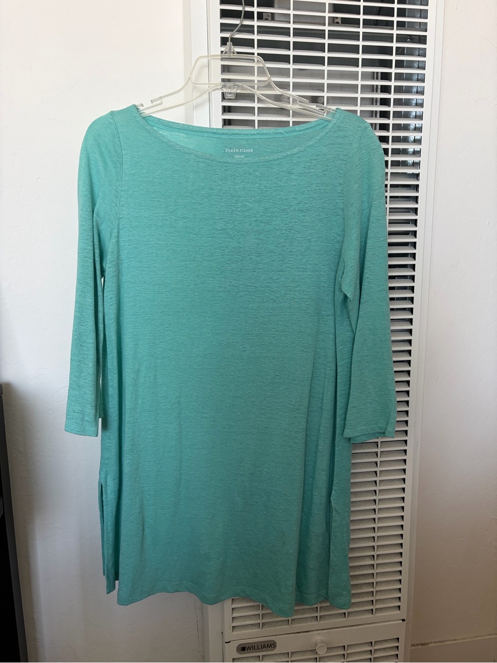 Ellen Fisher Seafoam Green Turquoise Long Sleeve Tunic 100% Organic Linen - S